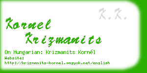kornel krizmanits business card